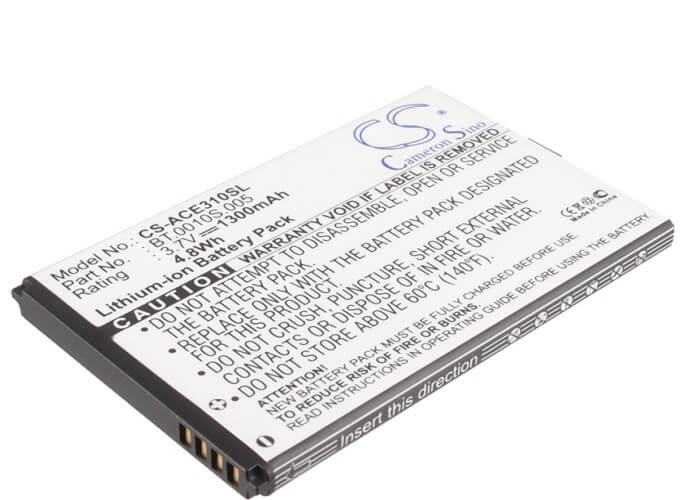 3.7V, 1300mAh, Li-ion Battery fits Acer, Betouch E210, C6, 4.81Wh