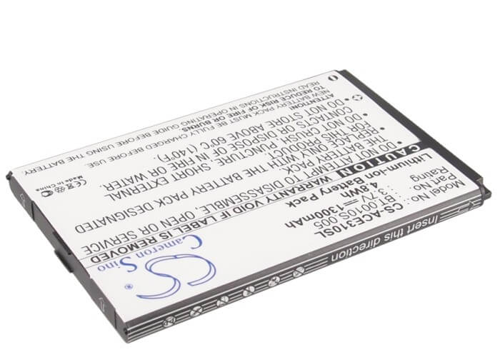 3.7V, 1300mAh, Li-ion Battery fits Acer, Betouch E210, C6, 4.81Wh