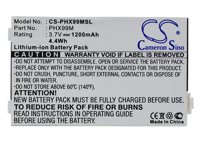 3.7V, 1200mAh, Li-ion Battery fits Philips, 9@9m, Xenium 9a9m, 4.44Wh