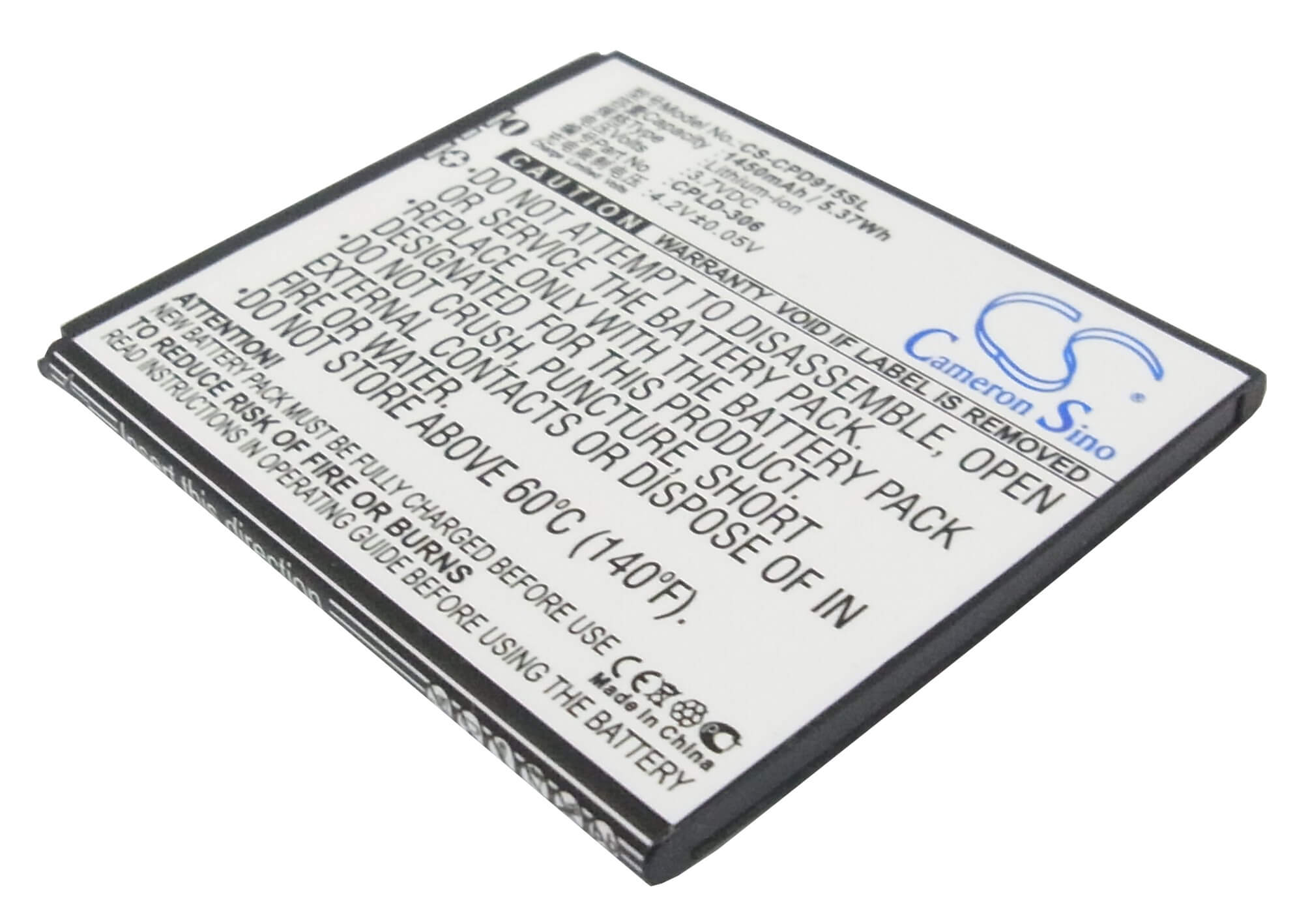 3.7V, 1450mAh, Li-ion Battery fits Coolpad, 9150, 9150w, 5.365Wh