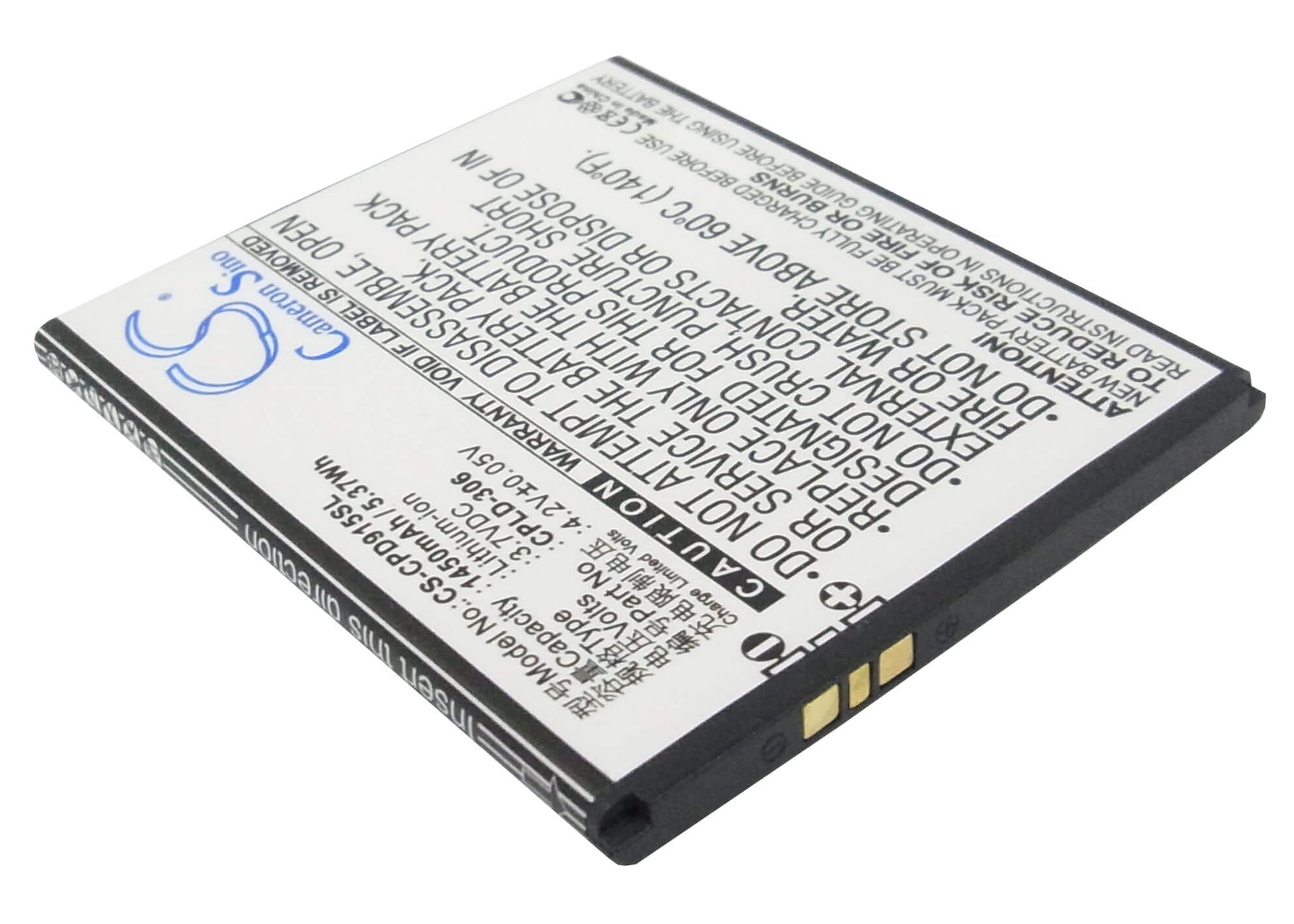 3.7V, 1450mAh, Li-ion Battery fits Coolpad, 9150, 9150w, 5.365Wh