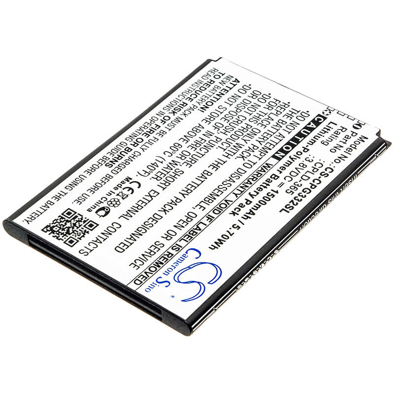 3.8V, 1500mAh, Li-Polymer Battery fits T-mobile, 3320a, Rogue, 5.7Wh
