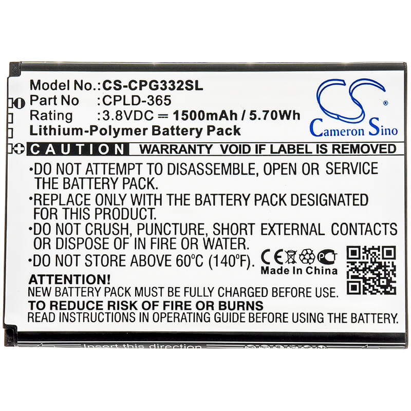 3.8V, 1500mAh, Li-Polymer Battery fits Coolpad, 3320a, Rogue 4g, 5.7Wh
