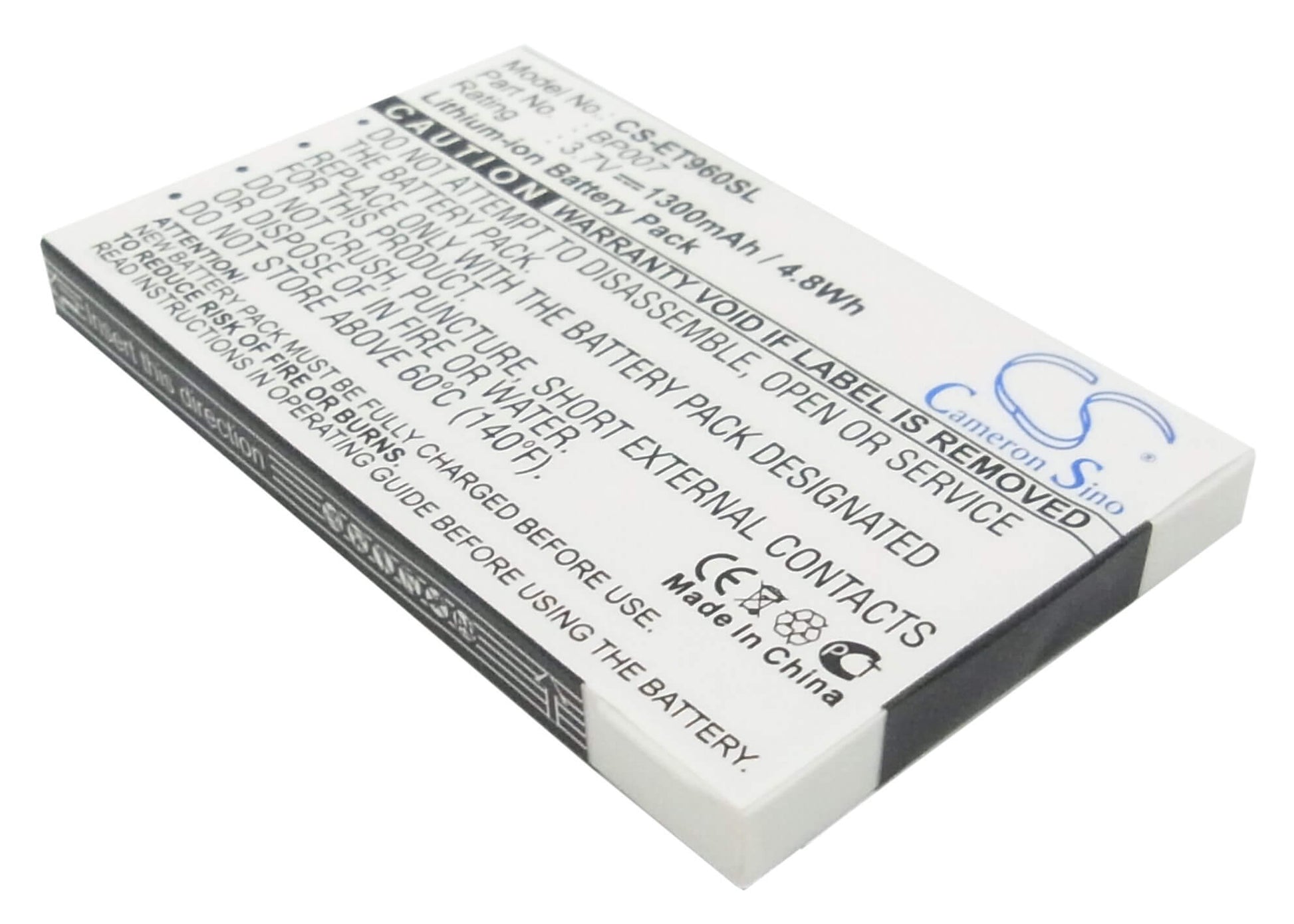 3.7V, 1300mAh, Li-Polymer Battery fits Lenovo, Et960, 4.81Wh