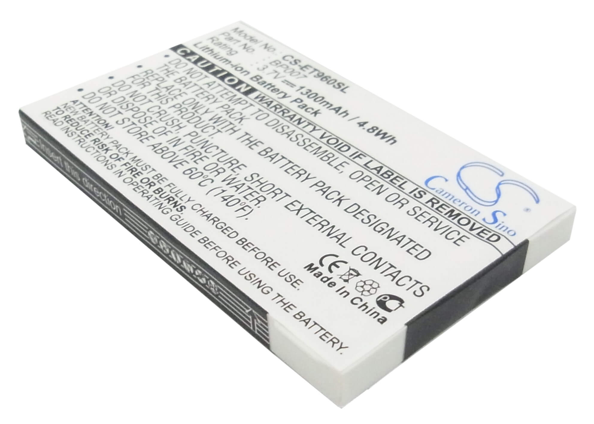 3.7V, 1300mAh, Li-Polymer Battery fits Lenovo, Et960, 4.81Wh