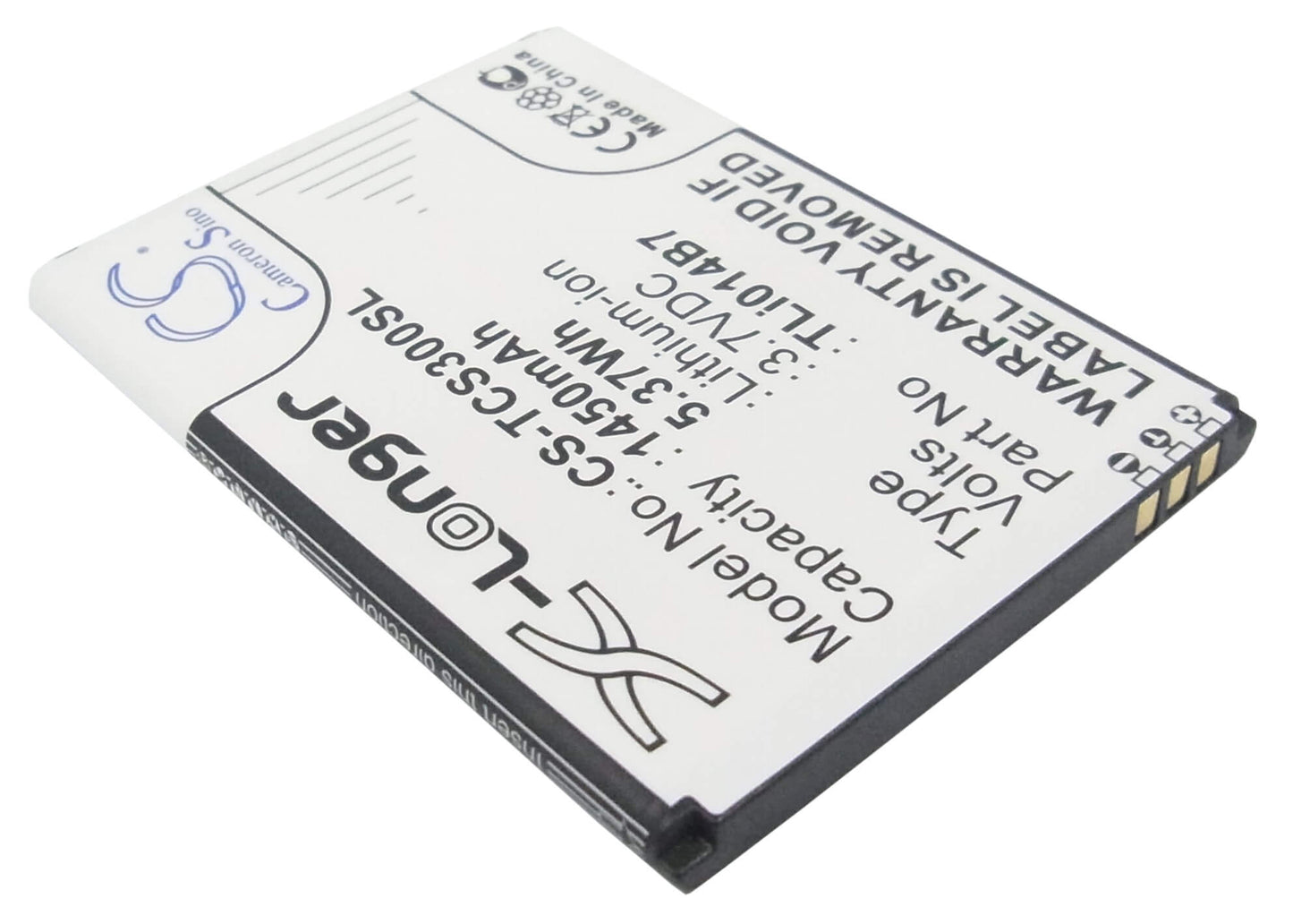 3.7V, 1450mAh, Li-ion Battery fits Tcl, E708, S300t, 5.365Wh