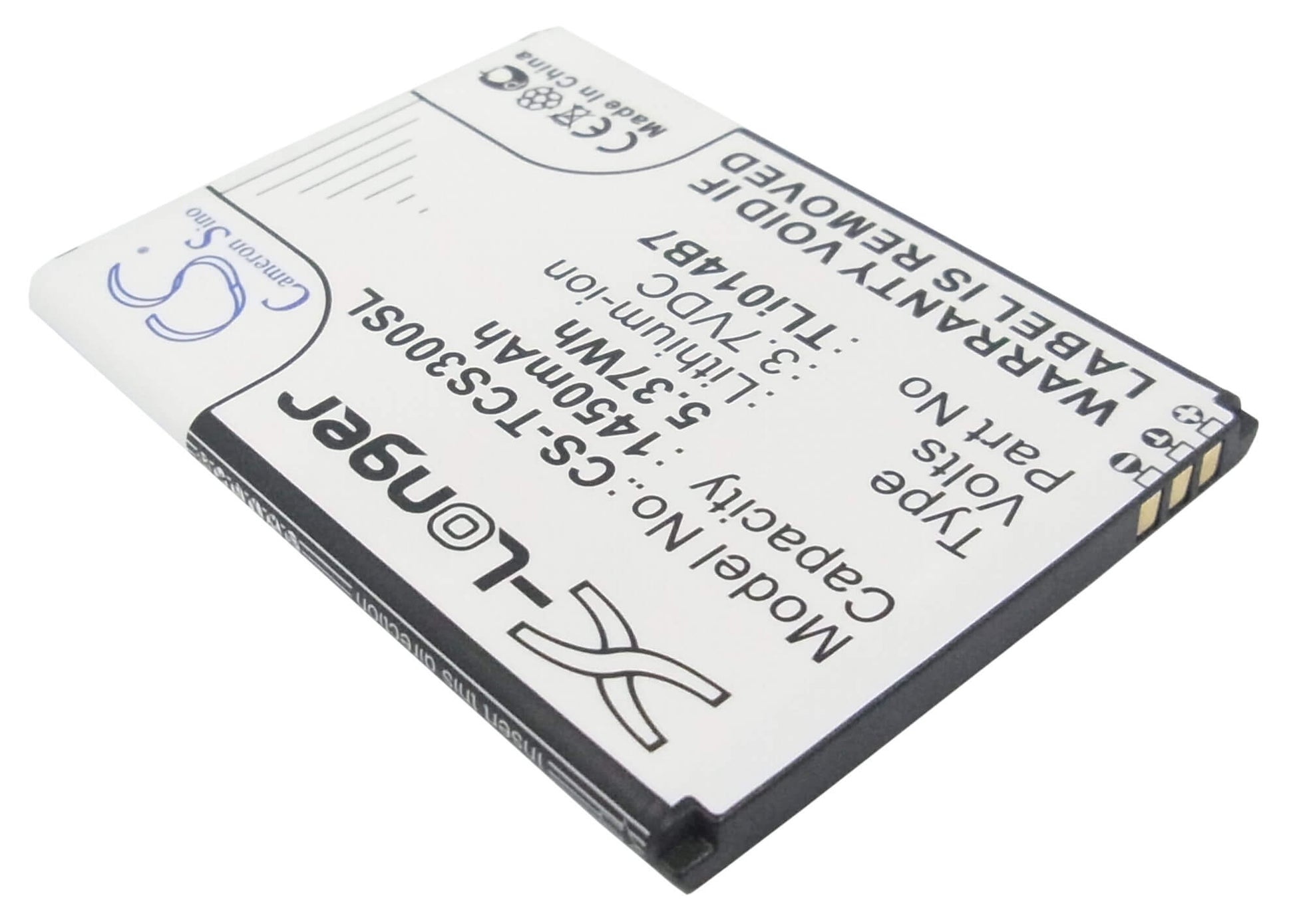 3.7V, 1450mAh, Li-ion Battery fits Tcl, E708, S300t, 5.365Wh