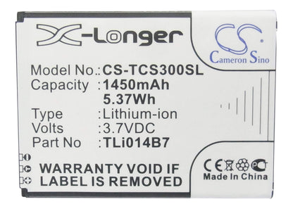 3.7V, 1450mAh, Li-ion Battery fits Tcl, E708, S300t, 5.365Wh