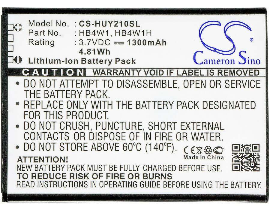 3.7V, 1300mAh, Li-ion Battery fits Huawei, Ascend G510, Ascend C8813, 4.81Wh