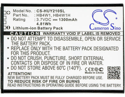 3.7V, 1300mAh, Li-ion Battery fits Huawei, Ascend G510, Ascend C8813, 4.81Wh