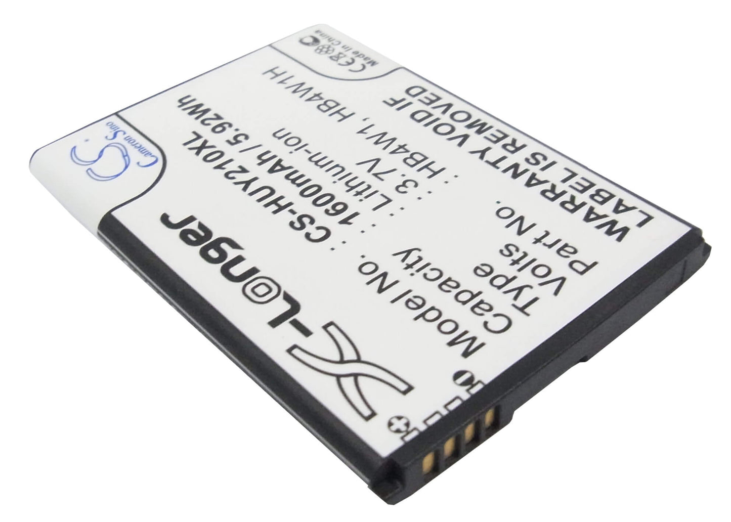 3.7V, 1600mAh, Li-ion Battery fits Huawei, Ascend C8813d, Ascend G520, 5.92Wh