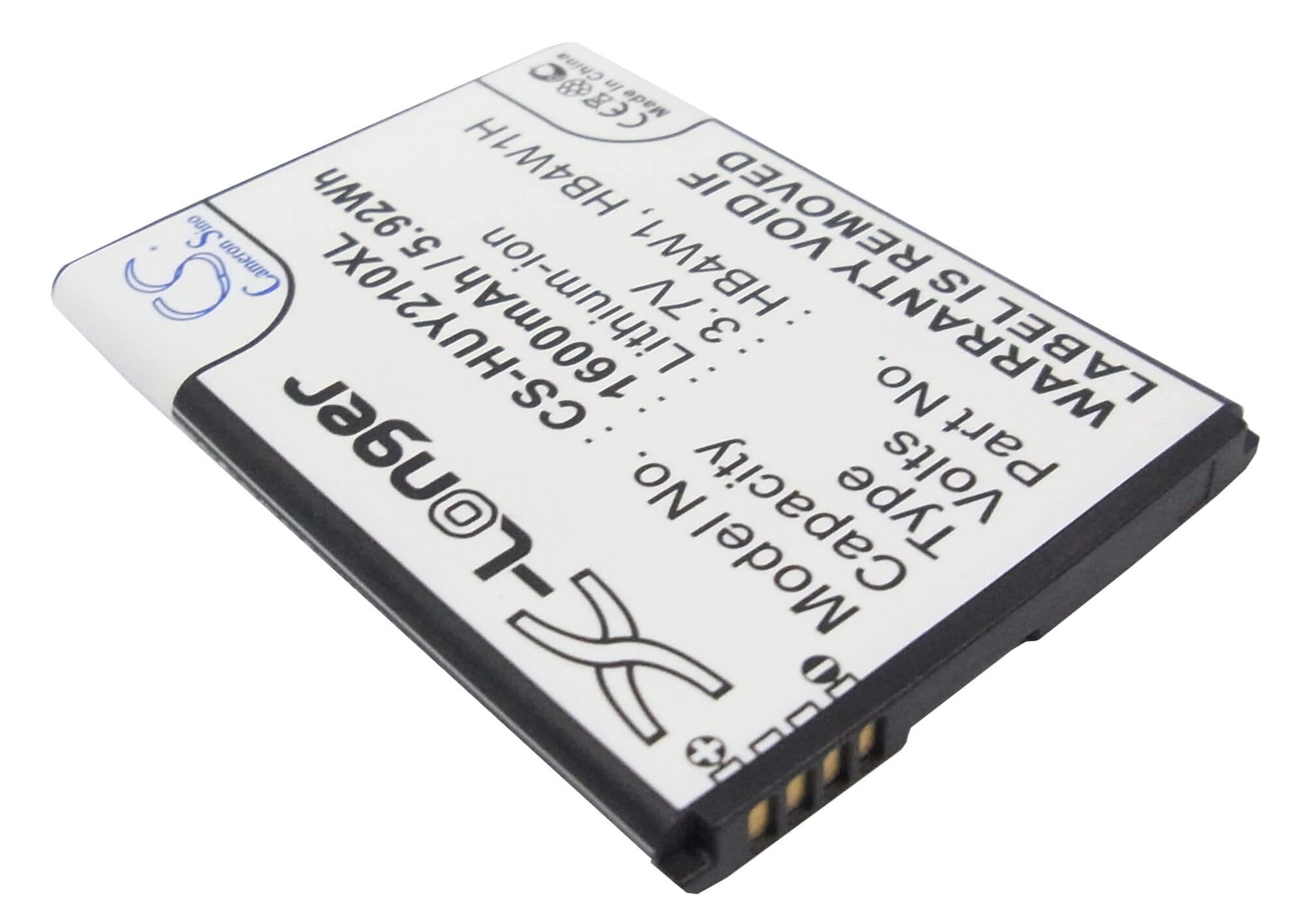 3.7V, 1600mAh, Li-ion Battery fits Huawei, Ascend C8813d, Ascend G520, 5.92Wh