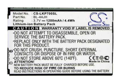 3.7V, 1200mAh, Li-ion Battery fits Cricket, Lw770, Optimus Regard, 4.44Wh