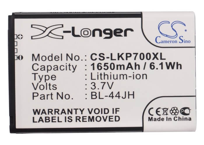3.7V, 1650mAh, Li-ion Battery fits Boostmobile, Lg730, Veni, 6.105Wh