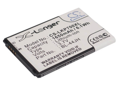 3.7V, 1650mAh, Li-ion Battery fits Cricket, Lw770, Optimus Regard, 6.105Wh