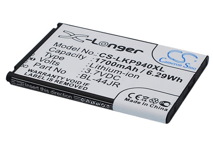 3.7V, 1700mAh, Li-ion Battery fits Lg, K2, Ku5400, 6.29Wh