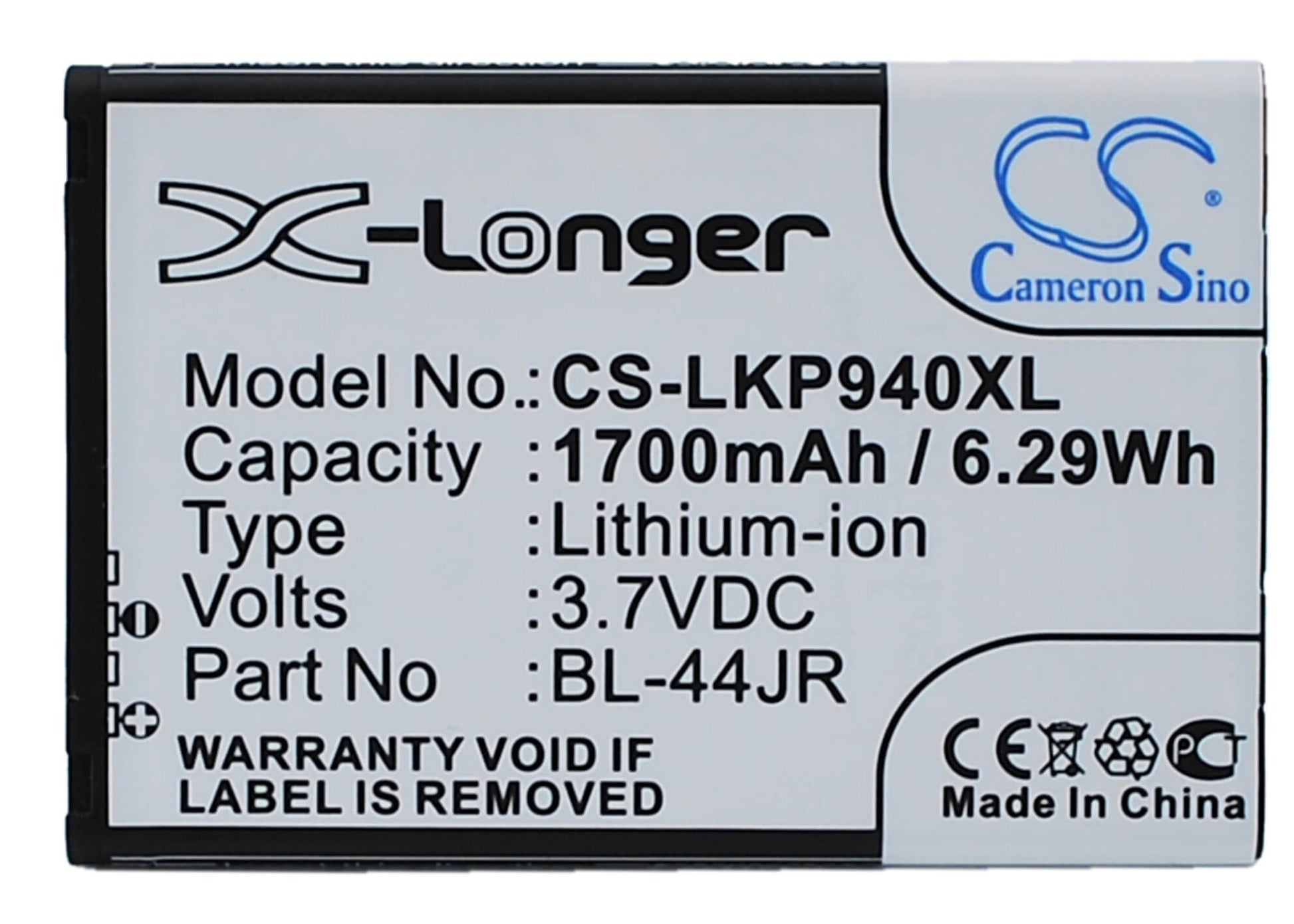 3.7V, 1700mAh, Li-ion Battery fits Lg, K2, Ku5400, 6.29Wh