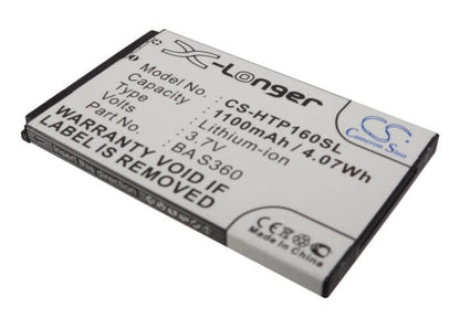 3.7V, 1100mAh, Li-ion Battery fits Dopod, F3188, Touch Diamond 2, 4.07Wh