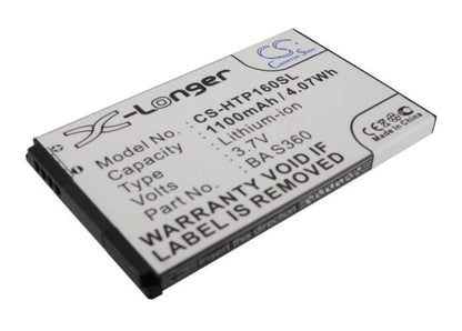 3.7V, 1100mAh, Li-ion Battery fits T-mobile, Mda Compact V, 4.07Wh