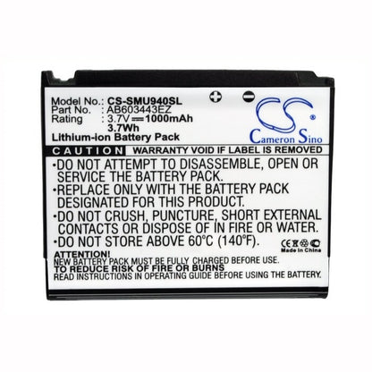 3.7V, 1000mAh, Li-ion Battery fits Verizon, Sch-u940, Sch-u940v, 3.7Wh