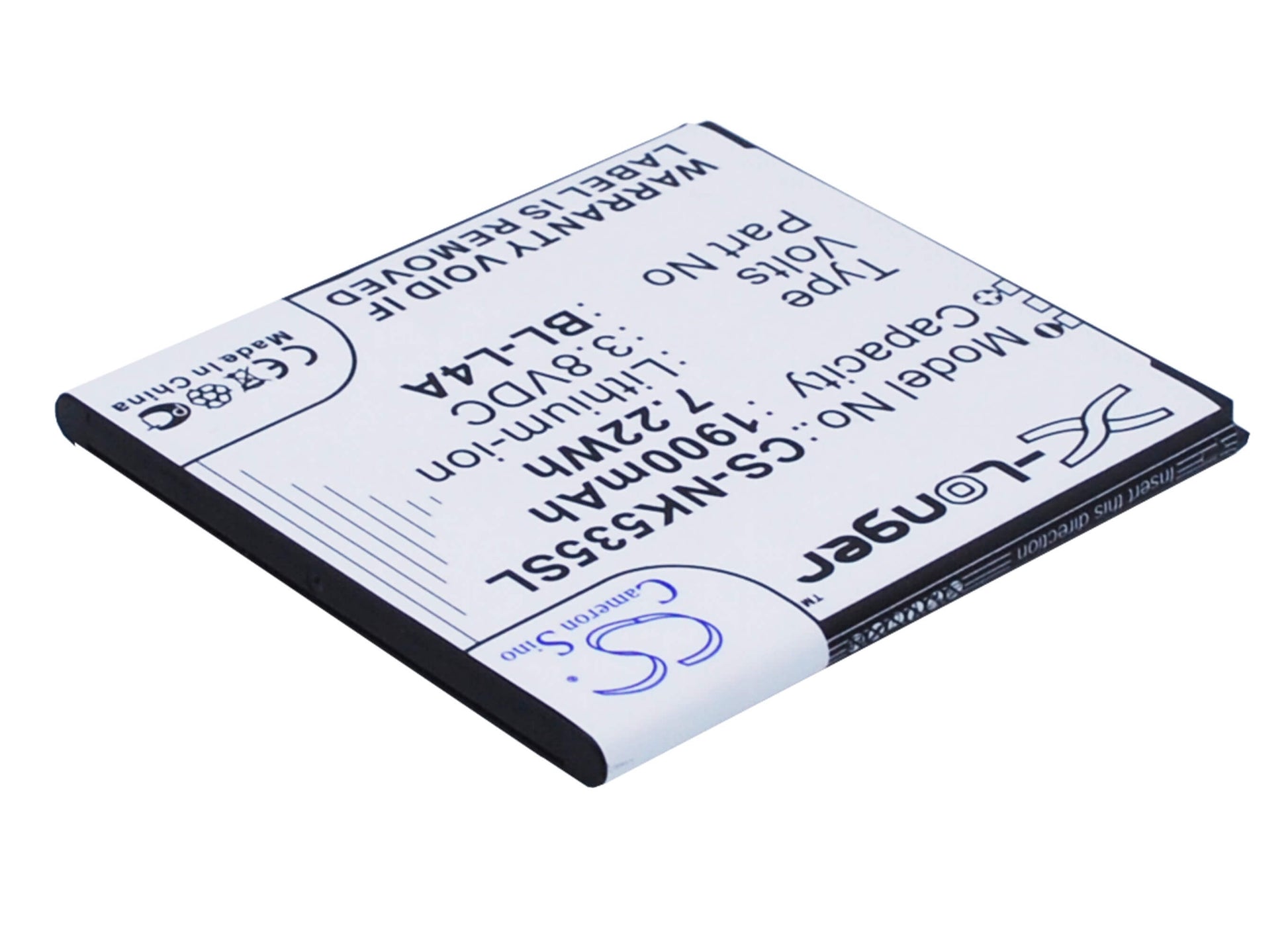 3.8V, 1900mAh, Li-ion Battery fits Nokia, Lumia 535, Lumia 535 Dual Sim, 7.22Wh