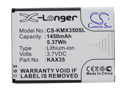 3.7V, 1450mAh, Li-ion Battery fits Kazam, Trooper X3.5, 5.365Wh