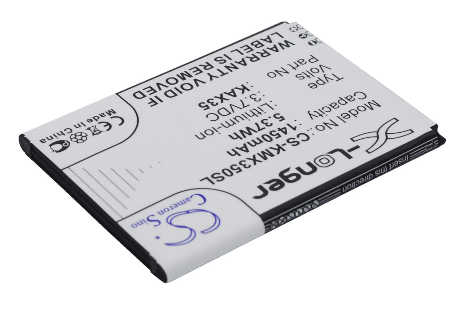 3.7V, 1450mAh, Li-ion Battery fits Kazam, Trooper X3.5, 5.365Wh