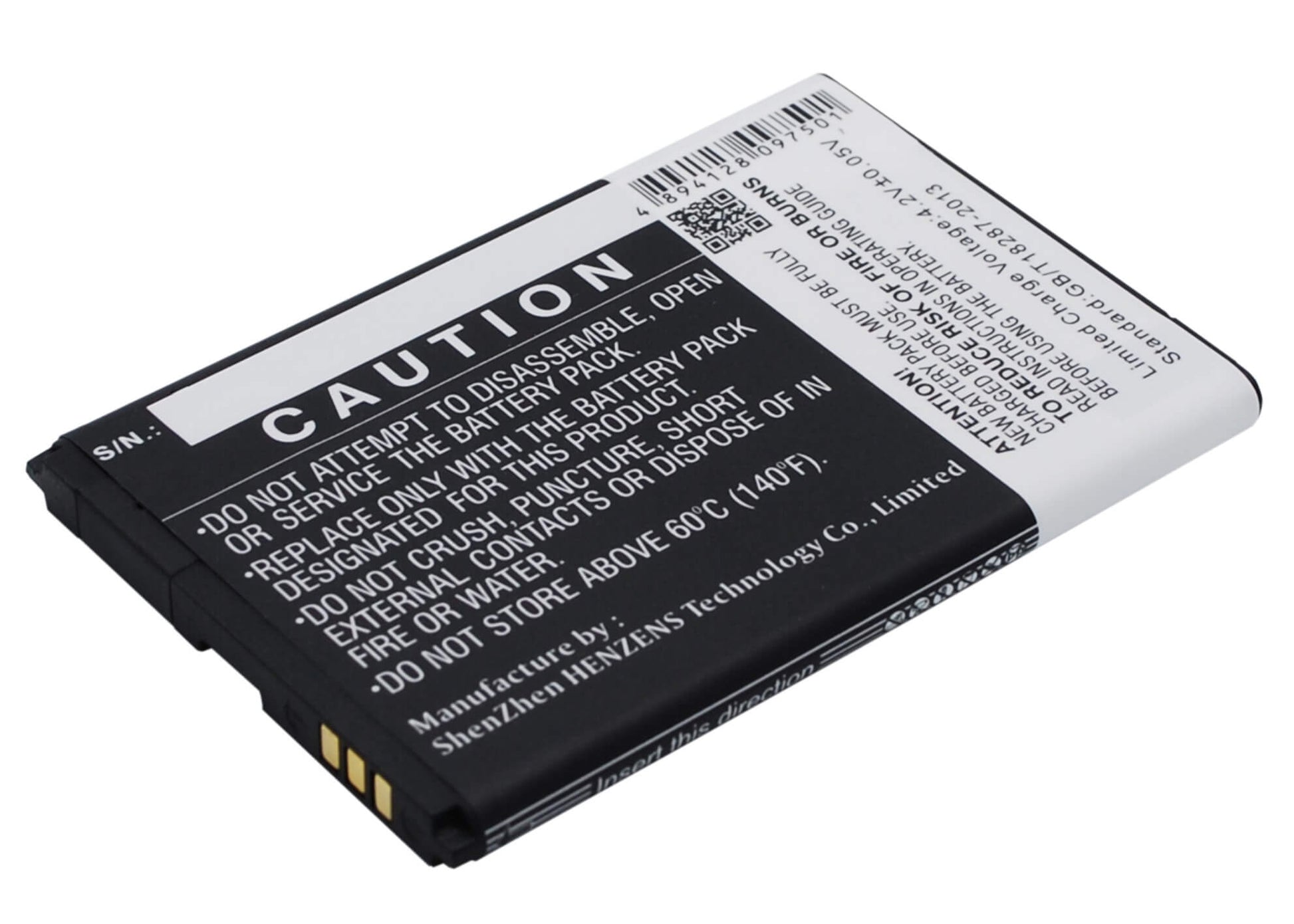3.7V, 1400mAh, Li-ion Battery fits Wiko, Cink, Cink+, 5.18Wh