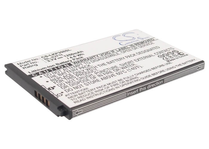 3.7V, 1250mAh, Li-ion Battery fits Lg, C550, Optimus Me, 4.625Wh