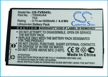 3.7V, 1200mAh, Li-ion Battery fits Toshiba, Regza Is04, T-01c, 4.44Wh