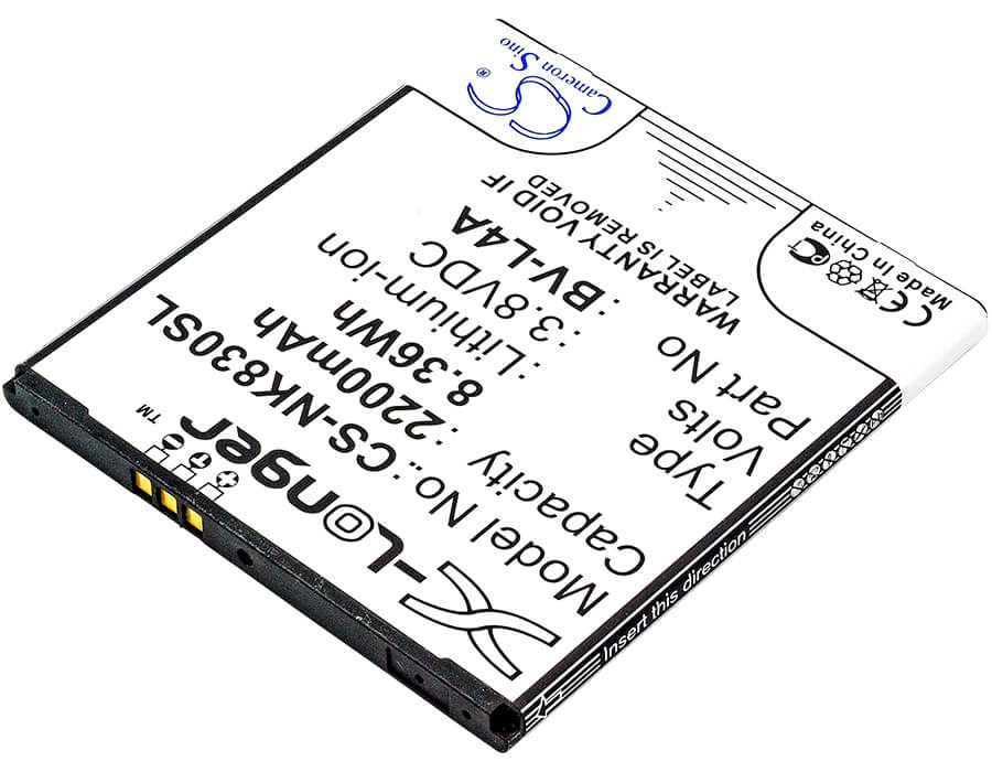 3.8V, 2200mAh, Li-ion Battery fits Nokia, Rm-1141, Tesla, 8.36Wh