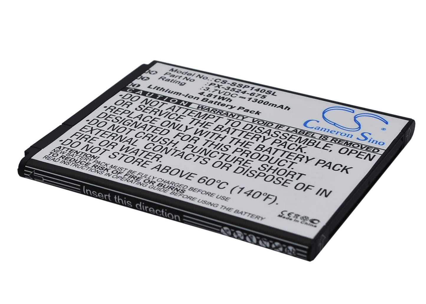 3.7V, 1300mAh, Li-ion Battery fits Simvalley, Singlecore, Sp-140, 4.81Wh