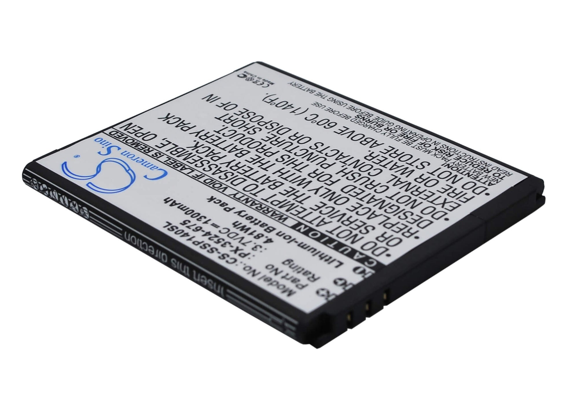 3.7V, 1300mAh, Li-ion Battery fits Simvalley, Singlecore, Sp-140, 4.81Wh