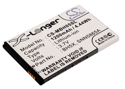 3.7V, 1200mAh, Li-ion Battery fits Motorola, Daytona, Droid X, 4.44Wh