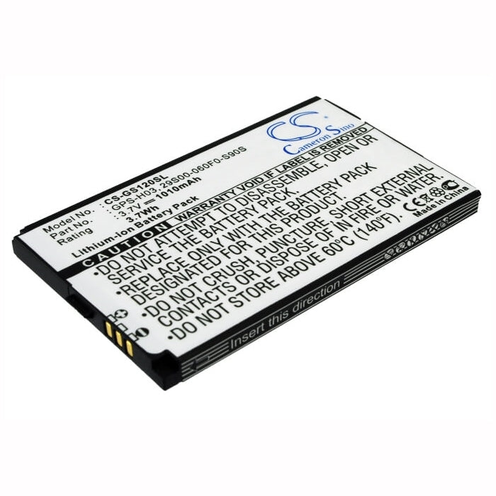 3.7V, 1010mAh, Li-ion Battery fits Gsmart, S1200, S1205, 3.737Wh