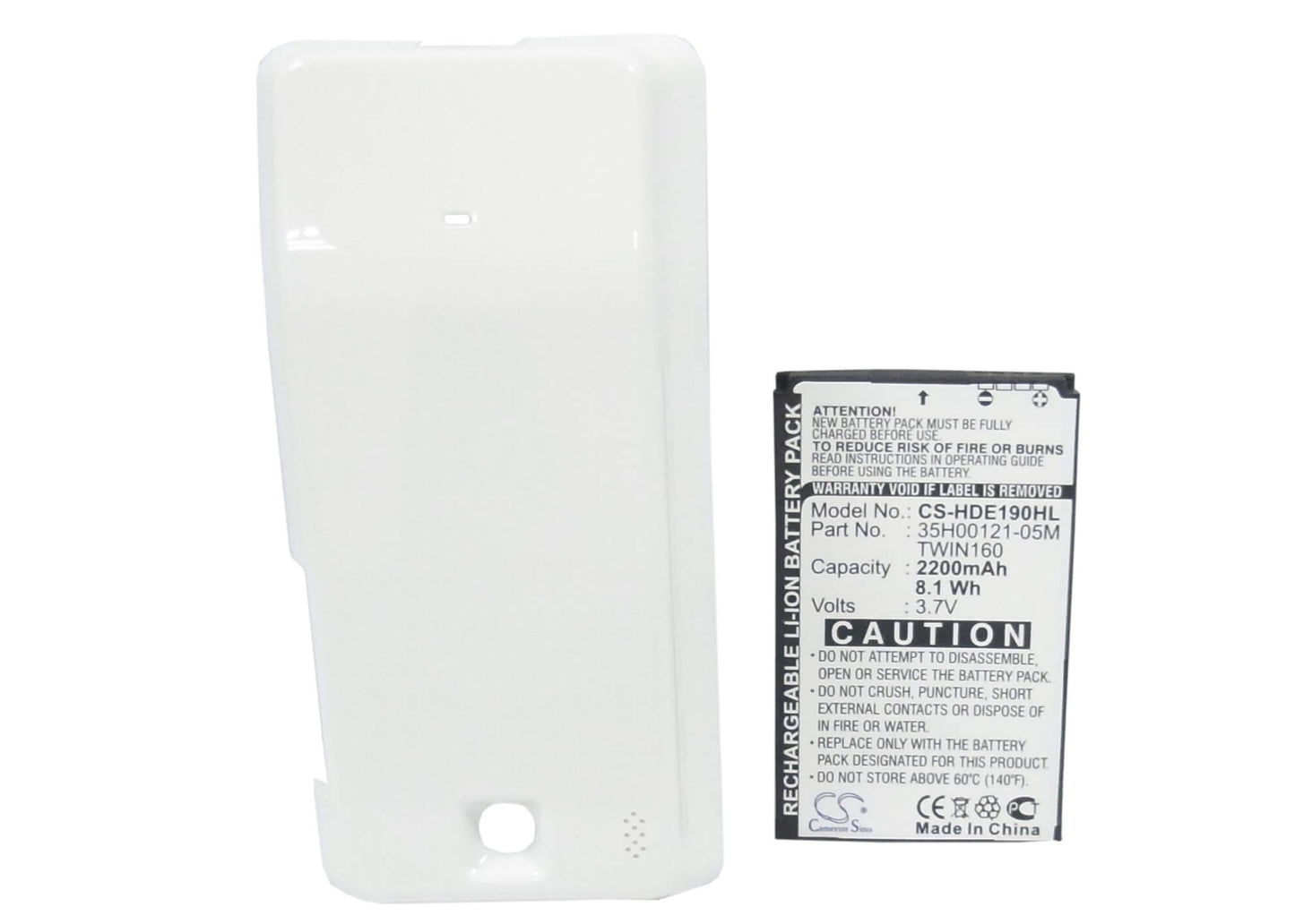 White, 3.7V, 2200mAh, Li-ion Battery fits Dopod, A6288, 8.14Wh