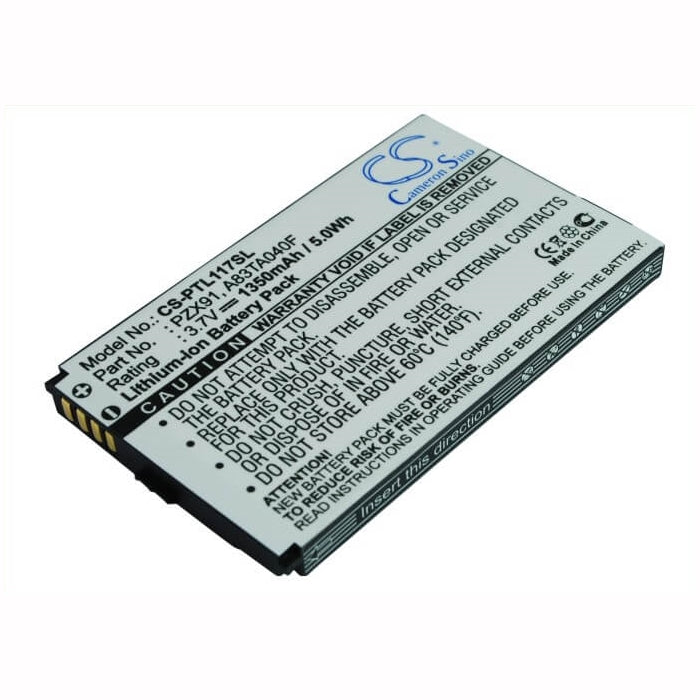 3.7V, 1350mAh, Li-ion Battery fits Pharos, Pzx91, Traveler 117, 4.995Wh