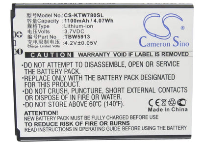 3.7V, 1100mAh, Li-ion Battery fits Archos, 35 Titanum, 4.07Wh