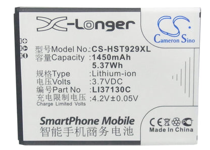 3.7V, 1450mAh, Li-ion Battery fits Hisense, E820, E912, 5.365Wh