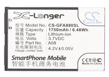 3.7V, 1750mAh, Li-ion Battery fits Gfive, A78, A79, 6.475Wh