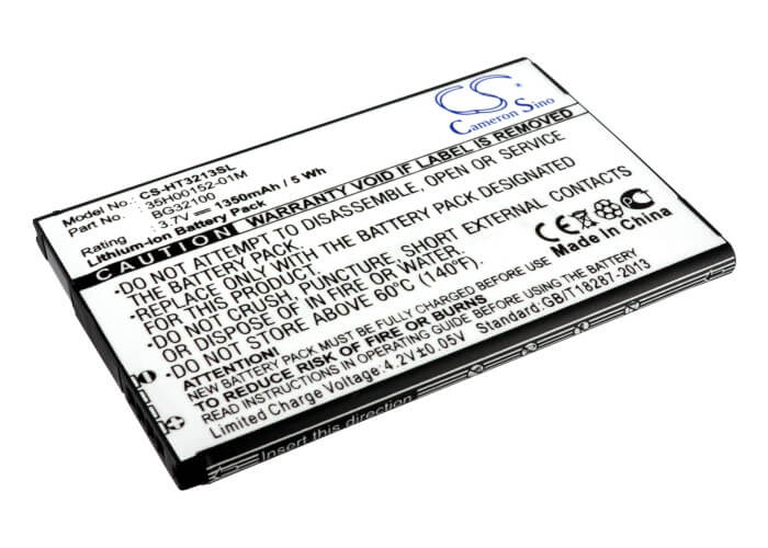 3.7V, 1350mAh, Li-ion Battery fits Htc, Acquire, Evo 4g, 4.995Wh