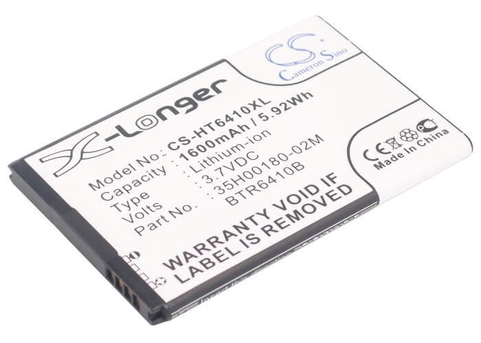 3.7V, 1600mAh, Li-ion Battery fits Htc, Adr6410, Adr6410l, 5.92Wh