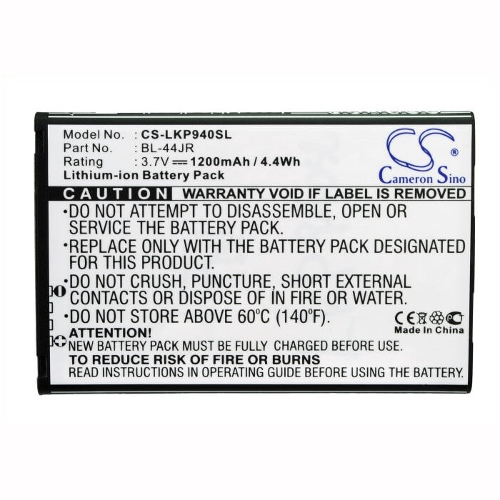 3.7V, 1200mAh, Li-ion Battery fits Lg, K2, Ku5400, 4.44Wh