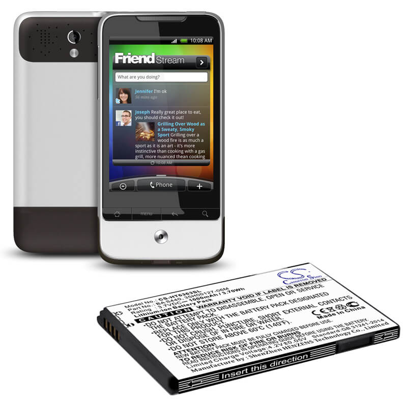 3.7V, 1000mAh, Li-ion Battery fits Htc, A315c, A6363, 3.7Wh