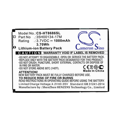 3.7V, 1000mAh, Li-ion Battery fits Vodafone, 7 Trophy, 3.7Wh