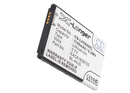 3.7V, 1700mAh, Li-ion Battery fits Lg, Cayman, Lucid, 6.29Wh