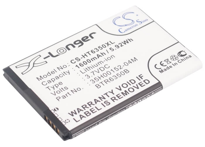 3.7V, 1600mAh, Li-ion Battery fits Htc, Adr6350, Adr6350vw, 5.92Wh