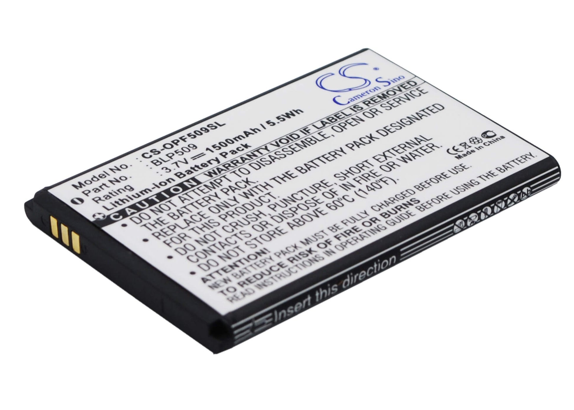 3.7V, 1500mAh, Li-ion Battery fits Oppo, F29, 5.55Wh