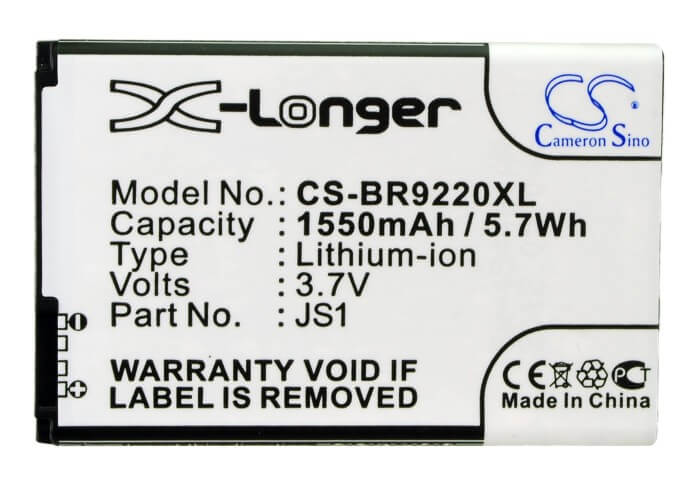 3.7V, 1550mAh, Li-ion Battery fits Blackberry, Curve 9220, Curve 9230, 5.735Wh