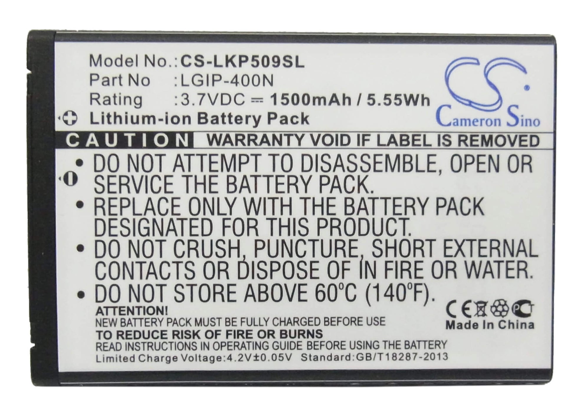 3.7V, 1500mAh, Li-ion Battery fits Lg, Ls670, Lw690, 5.55Wh